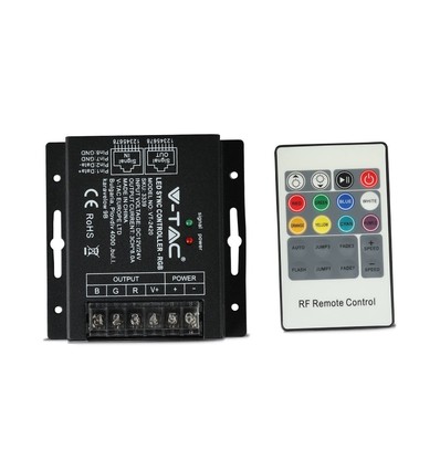 RGB LED Controller mit 20-Tasten RF Fernbedienung - 12V/24V, 3 Kanäle, IP20, für RGB Strips