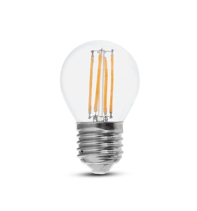 E27 6W LED Tropfenlampe Filament - G45, 800lm, 133lm/W, Klarglas, 6400K