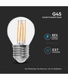 E27 6W LED Tropfenlampe Filament - G45, 800lm, 133lm/W, Klarglas, 6400K