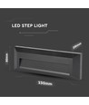 3W LED Treppenlicht - IP65, schwarz, rechteckig, 4000K, 110lm