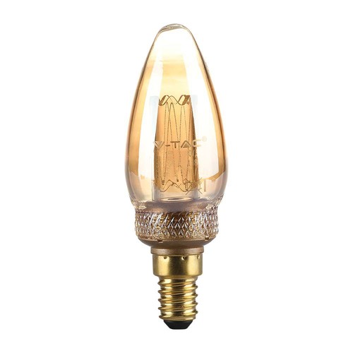 E14 2W LED Art Filament Kerzenlampe - Amber Glas, 1800K, warmweiß, 65lm