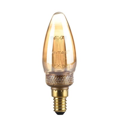 E14 2W LED Art Filament Kerzenlampe - Amber Glas, 1800K, warmweiß, 65lm