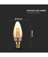 E14 2W LED Art Filament Kerzenlampe - Amber Glas, 1800K, warmweiß, 65lm
