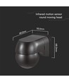 PIR Wandsensor mit beweglichem Kopf, IP44 - 180 Grad, 12m Reichweite, schwarz, Außen und Innen