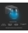 PIR Wandsensor mit beweglichem Kopf, IP44 - 180 Grad, 12m Reichweite, schwarz, Außen und Innen