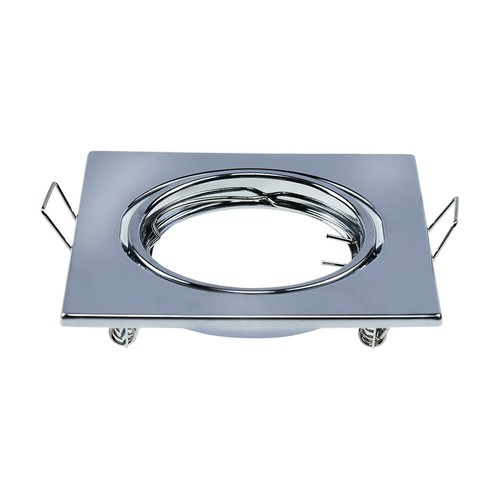 2 Stk. GU10 Einbaustrahler - Chrom, quadratisch, Loch: 70x70 mm, Maße: 82x82 mm, max. 35W