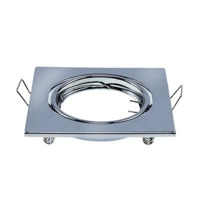 2 Stk. GU10 Einbaustrahler - Chrom, quadratisch, Loch: 70x70 mm, Maße: 82x82 mm, max. 35W