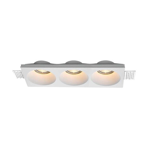 3xGU10 Gips-Einbaustrahler, rund - Weiß, IP20, Loch: 285x105 mm, Maße: 280x100x40 mm