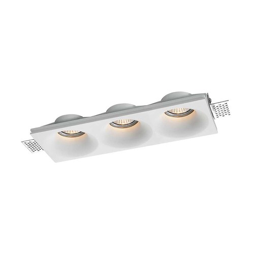 Gips-Einbaustrahler für 3x GU10 - Weiß, rechteckig, ohne Leuchtmittel