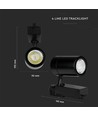 35W 3-Phasen Schienenstrahler - 24 Grad, 4000K, schwarz, COB LED, IP20