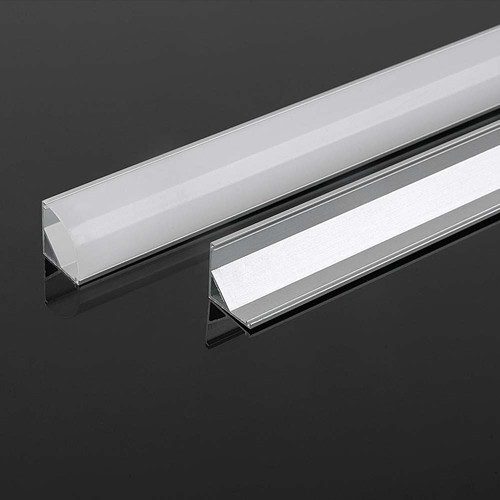 2m Eckprofil-Montageset - 15,8x15,8mm, Silber, inkl. milchweißem Cover, Clips und Endkappen