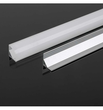 2m Eckprofil-Montageset - 15,8x15,8mm, Silber, inkl. milchweißem Cover, Clips und Endkappen