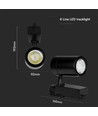 35W 3-Phasen Schienenspot - 3000lm, 24 Grad, schwarz, 3000K, IP20, 4-Leiter Tracklight
