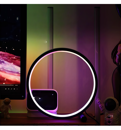 Slim Circle RGBIC Lampe - Weiß, Ø30cm, Bluetooth, 5V USB