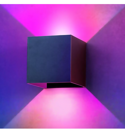 6W CUBIC RGB+CCT Wandleuchte - IP65, Tuya Smart, schwarz, quadratisch, Up/Down, verstellbar, Innen / Außen, inkl. Leuchtmittel