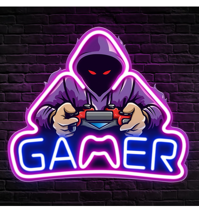 Gamer Neonschild mit LED-Licht - Großes Modell 39x33 cm, perfekt für das Gaming-Zimmer