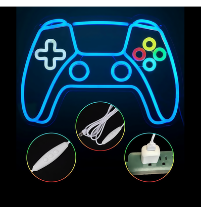 Controller Neon Schild Gamepad, LED Licht - Großes Modell 39x27 cm, perfekt für Gaming Zimmer
