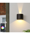 6W Wandleuchte - IP65, Rund, RGB + CCT Tuya, Schwarz, Up/Down, Verstellbar, Innen / Außen, Inkl. Leuchtmittel