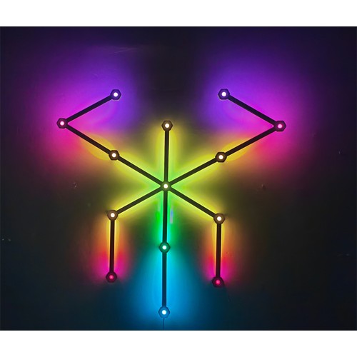 Hexa-Light RGBIC Komplett-Set - 9 Lichtschienen, Wandmontage, Bluetooth-App, USB, schwarz