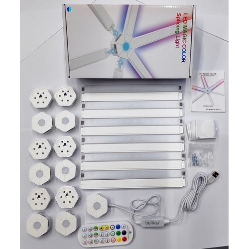 Hexa-Light RGBIC Komplett-Set - 9 Lichtschienen, Wandmontage, Bluetooth-App, USB, schwarz