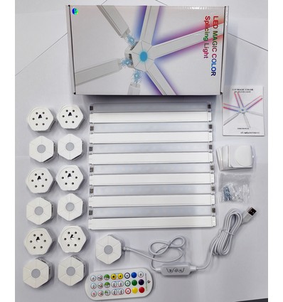 Hexa-Light RGBIC Komplett-Set - 9 Lichtschienen, Wandmontage, Bluetooth-App, USB, schwarz
