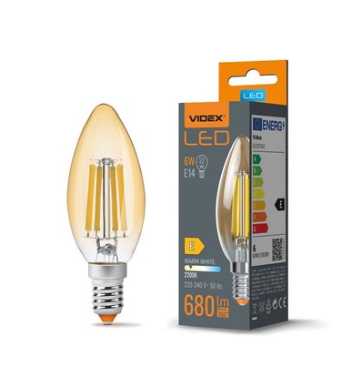 E14 6W LED Kerzenbirne - Filament, 680lm, 2200K, warmweiß, Ersatz 60W