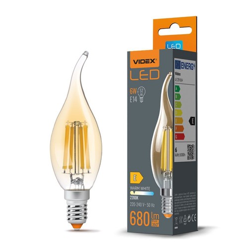 E14 6W LED Kerzenbirne mit Flammeneffekt - 680lm, 2200K, 360 Grad, flicker free, ersetzt 52W