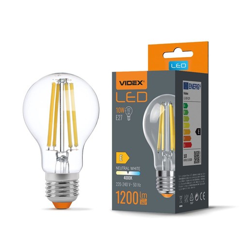 E27 10W LED Filament Birne - A60, 4000K, 360 Grad, Glas