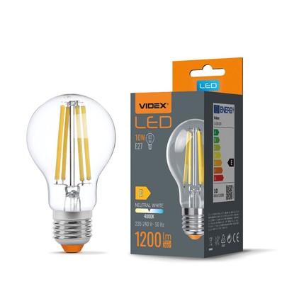 E27 10W LED Filament Birne - A60, 4000K, 360 Grad, Glas