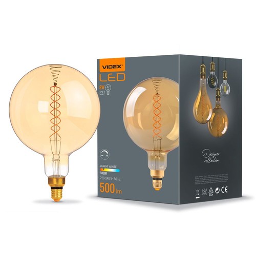 E27 8W dimmbare LED Birne - Spiral Amber, 2200K, 500lm, 360°, G200, RA88, Ersatz 42W