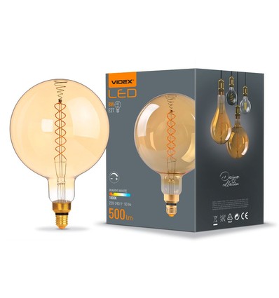 E27 8W dimmbare LED Birne - Spiral Amber, 2200K, 500lm, 360°, G200, RA88, Ersatz 42W