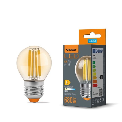 E27 6W LED Filament Tropfenlampe - G45, 2200K, Amber Glas, 360 Grad, 750lm