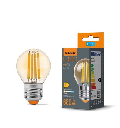 E27 6W LED Filament Tropfenlampe - G45, 2200K, Amber Glas, 360 Grad, 750lm