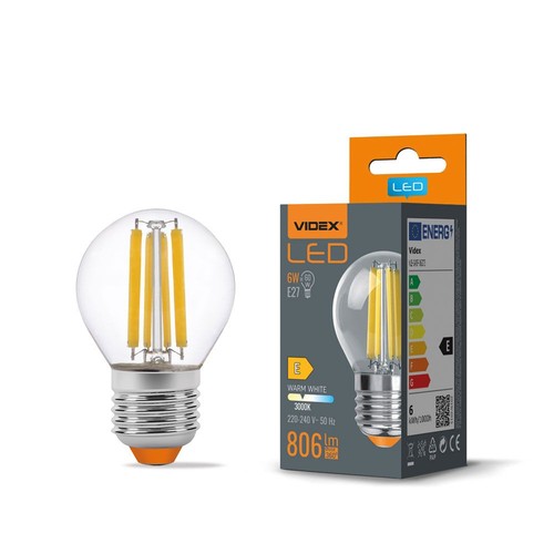 E27 6W LED Filament Tropfenlampe - G45, 806lm, 3000K, 360 Grad