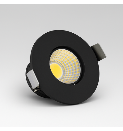 2W Ø3,8cm Focu38 Möbel-Einbaustrahler RA92 - 12V DC, Lochausschnitt: Ø3,5 cm, Maße: Ø3,8 cm, Schwarz