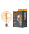 E27 4W dimmbare LED Lampe - G95, Spiral Filament, Amber Glas, 2200K, flicker free