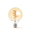 E27 4W dimmbare LED Lampe - G95, Spiral Filament, Amber Glas, 2200K, flicker free