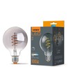 E27 4W dimmbare LED Lampe - G95, Spiral Filament, Graphit Glas, 1800K, 360°