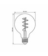 E27 4W dimmbare LED Lampe - G95, Spiral Filament, Graphit Glas, 1800K, 360°