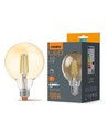 E27 7W dimmbare LED Lampe - G95, Amber Glas, Filament, 2200K, ersetzt 53W