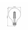E27 7W dimmbare LED Lampe - G95, Amber Glas, Filament, 2200K, ersetzt 53W