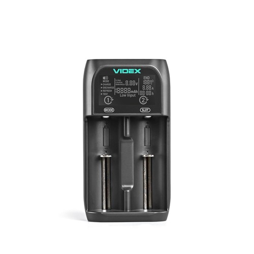 Universal Ladegerät mit LCD Display - 2 Kanäle, USB-C, Ni-Mh/Li-Ion/LiFePO4, Powerbank Funktion