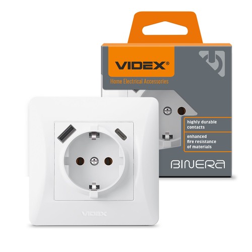 Einzel-Schuko-Steckdose - USB-A+USB-C, weiß