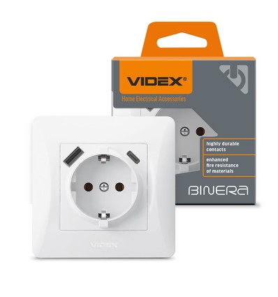 Einzel-Schuko-Steckdose - USB-A+USB-C, weiß
