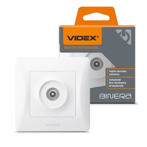 Videx Binera weiße TV-Dose - Komplett, 1-Loch, IP20 Innenbereich