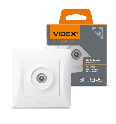 Videx Binera weiße TV-Dose - Komplett, 1-Loch, IP20 Innenbereich