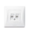 Doppel-CAT6+CAT6 Netzwerkdose - RJ45, weiß, Unterputz, Staubschutz, BINERA Serie