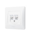 Doppel-CAT6+CAT6 Netzwerkdose - RJ45, weiß, Unterputz, Staubschutz, BINERA Serie