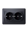 Schuko-Steckdose - doppelt, schwarz
