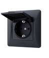 Schuko-Stecker - einfach, mit Deckel, schwarz